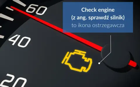 Kontrolka silnika świeci się, sygnalizując problem. Może to oznaczać szarpanie i konieczność wizyty u mechanika.