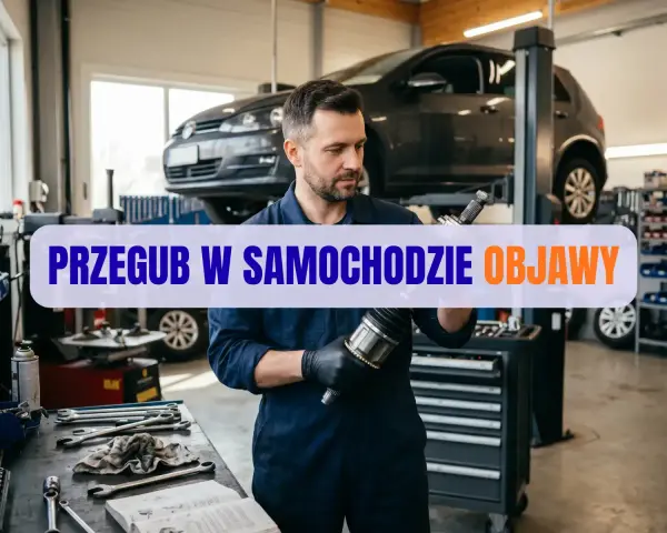 Mechanik pokazuje przegub, element układu napędowego. Zepsuty przegub w samochodzie objawy są często słyszalne podczas jazdy.
